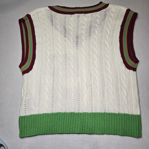 Forever 21 Women's Preppy Academia Varsity Cable Knit V-Neck Sweater Vest XS - Picture 3 of 6